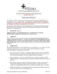 YOUTH ADVISOR GUIDELINES and APPLICATION Deadline Is March 23