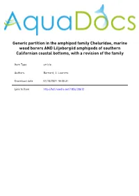 3. Generic Partition in the Amphipod Family Cheluridae