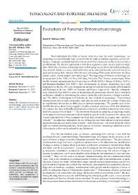 Evolution of Forensic Entomotoxicology Entomotoxicology”