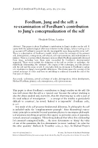 Fordham, Jung and the Self: a Re-Examination of Fordham's Contribution to Jung's Conceptualization of the Self