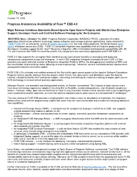 Progress Announces Availability of Fuse™ ESB 4.0