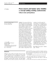 Psoas Muscle and Lumbar Spine Stability: a Concept Uniting Existing Controversies Critical Review and Hypothesis