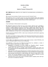 Question on Notice No. 31 Asked on Tuesday 12 February 2019 MS F