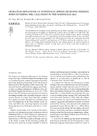 SARSIA Spring Spawning Herring When Entering the Cold Front in the Norwegian Sea