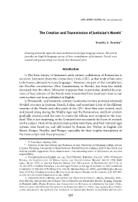 The Creation and Transmission of Justinian's Novels*