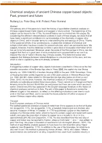 Chemical Analysis of Ancient Chinese Copper-Based Objects: Past, Present and Future