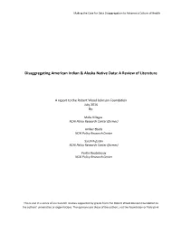 Disaggregating American Indian & Alaska Native Data