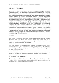 Lecture 7: Education