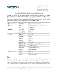 Micro Four Thirds Lens Adapter Compatibility Statement Olympus