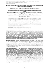 Muscle Recruitment Sequence and Total Reaction Time During a Karate Roundhouse Kick