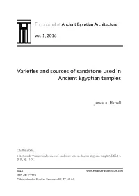 Varieties and Sources of Sandstone Used in Ancient Egyptian Temples