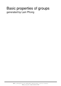 Basic Properties of Groups Generated by Lam Phong