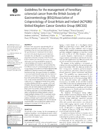 Guidelines for the Management of Hereditary Colorectal Cancer