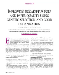 Improving Eucalyptus Pulp and Paper Quality Using Genetic Selection and Good Organization