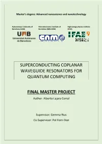 Superconducting Coplanar Waveguide Resonators for Quantum Computing