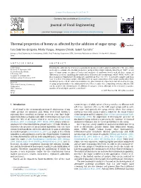 Thermal Properties of Honey As Affected by the Addition of Sugar Syrup