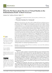 What Do We Know About the Use of Virtual Reality in the Rehabilitation Field? a Brief Overview