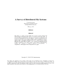 A Survey of Distributed File Systems