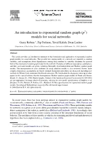 An Introduction to Exponential Random Graph (P*) Models for Social Networks