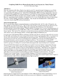 Completing Public/Private Human Earth-Orbit Access Programs in a Timely Manner an AIAA Information Paper ABSTRACT Since the Reti