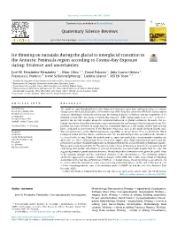 Ice Thinning on Nunataks During the Glacial to Interglacial Transition In