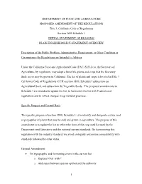 Initial Statement of Reasons, Section 3899