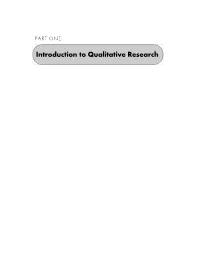 Introduction to Qualitative Research