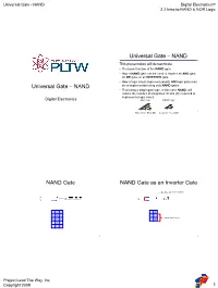 Universal Gate - NAND Digital Electronics 2.2 Intro to NAND & NOR Logic
