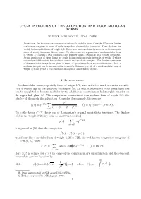 Cycle Integrals of the J-Function and Mock Modular Forms