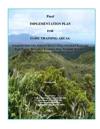 Final IMPLEMENTATION PLAN OAHU TRAINING AREAS
