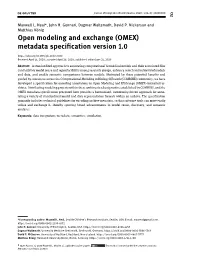 Open Modeling and Exchange (OMEX) Metadata Specification Version