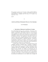 8 Aristotle and Modern Mathematical Theories of The