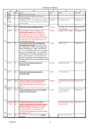 Calendar of Events 4/10/19 1 1 2 3 4 5 6 7 8 9 10 11 12 13 14 15 16 a B C D E F G H I