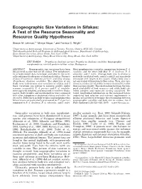Ecogeographic Size Variations in Sifakas: a Test of the Resource Seasonality and Resource Quality Hypotheses