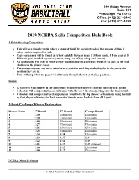 2019 NCBBA Skills Rules