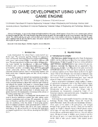 3D Game Development Using Unity Game En-Gine