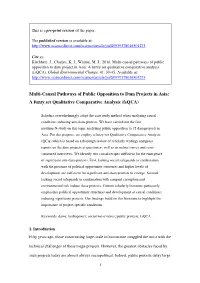 Multi-Causal Pathways of Public Opposition to Dam Projects in Asia: a Fuzzy Set Qualitative Comparative Analysis (Fsqca)
