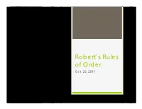 Robert's Rules of Order
