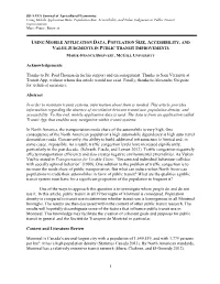 Using Mobile Application Data, Population Size, Accessibility, and Value Judgments in Public Transit Improvements Marie-France Boisvert