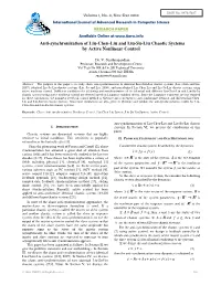 Anti-Synchronization of Liu-Chen-Liu and Liu-Su-Liu Chaotic Systems by Active Nonlinear Control