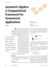 Geometric Algebra: a Computational Framework for Geometrical