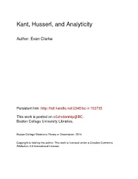 Kant, Husserl, and Analyticity
