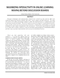 Maximizing Interactivity in Online Learning: Moving Beyond Discussion Boards