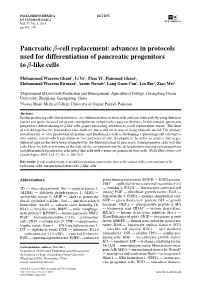 Pancreatic B-Cell Replacement: Advances in Protocols Used for Differentiation of Pancreatic Progenitors to B-Like Cells