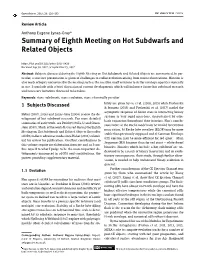 Summary of Eighth Meeting on Hot Subdwarfs and Related Objects