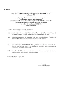Updating of Specification of Names of Persons Designated As