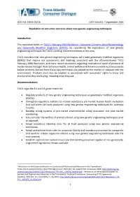 A New Resolution on Consumer Concerns About New Genetic Engineering Techniques