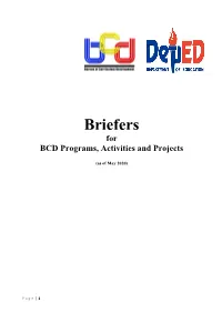 Briefers for BCD Programs, Activities and Projects