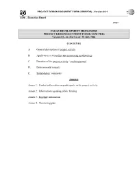 CLEAN DEVELOPMENT MECHANISM PROJECT DESIGN DOCUMENT FORM (CDM-PDD) Version 03 - in Effect As Of: 28 July 2006