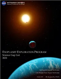 Exep Science Gap List 2021
